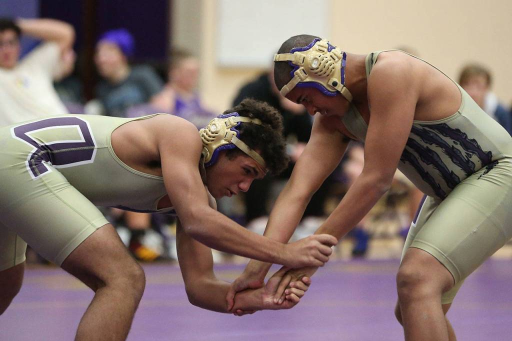 Brandon Liberty, left, and Noah Hangan look for an opening.(Photo by John Fisken)