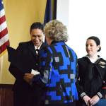 Sen. Barbara Bailey, R-Oak Harbor, recognizes the Oak Harbor Navy League and Rotary Club Sailors of the Year at a luncheon Friday. Left: Jennifer Deburkarte, logistics specialist first class, and Sheri Russell, religious programs specialist first class, were named the reserve and shore Sailors of the Year respectively. Sea Sailor of the Year Dustin Walker, aviation ordnanceman first class could not attend the luncheon because he was on detachment in Florida. Photo by Laura Guido/Whidbey News-Times