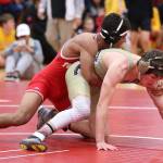 Blake McBride, right, begins to escape from Marysville-Pilchucks Isaiah Galindo.(Photo by John Fisken)