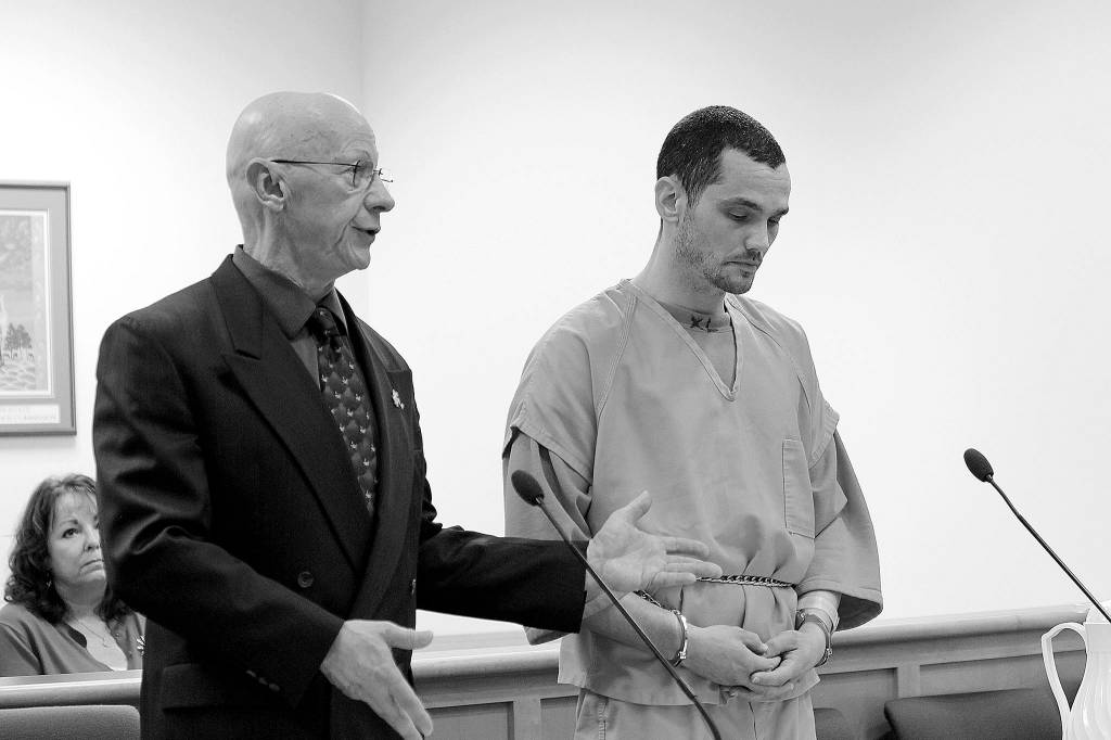 Photo by Jessie Stensland / Whidbey News-Times                                Attorney Steve McKay speaks during a sentencing hearing for Ezekiel Zeke Scannell-McCrae,who pleaded guilty in the shooting death of Joseph Hicks.