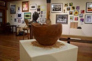 The exhibit showcases a range of mediums, including wood carving from Dexter Lewis. Lewis uses a chainsaw for his carving. Photos by Kyle Jensen/Whidbey News Group