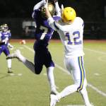All-state defensive back Dorian Hardin (7) intercepts a pass in the Ferndale game last October.(Photo by John Fisken)