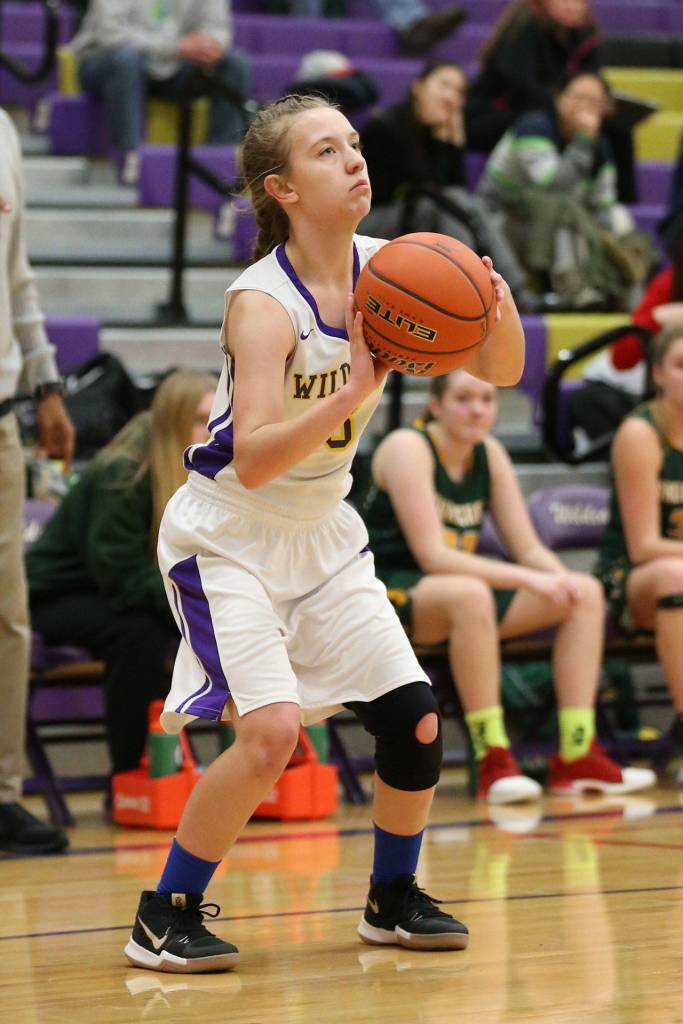 Wildcat Miranda Wilson puts up a set shot against Shorecrest Friday.(Photo by John Fisken)