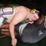 Hayden Campbell, top, takes control in his win over Marysville Getchells Elias Durham. (Photo by John Fisken)