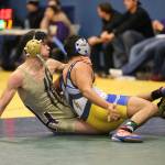 Shingo Johnston, left, fights for control in the Hazen match last weekend.(Photo by John Fisken)