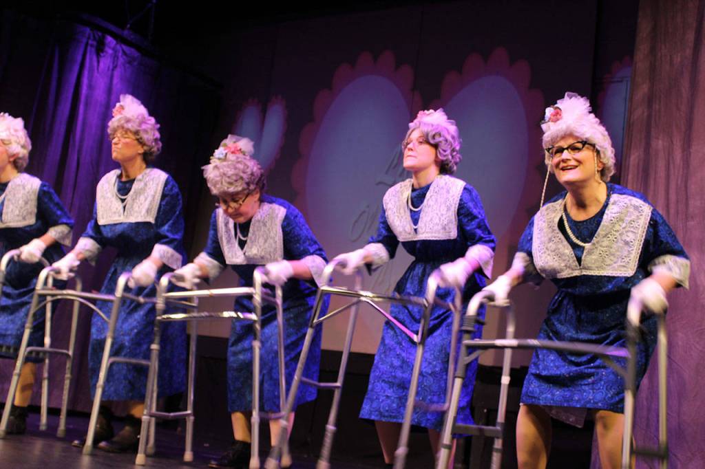 Little old ladies play a lively part in The Producers at Oak Harbors Whidbey Playhouse Feb. 9-March 4.