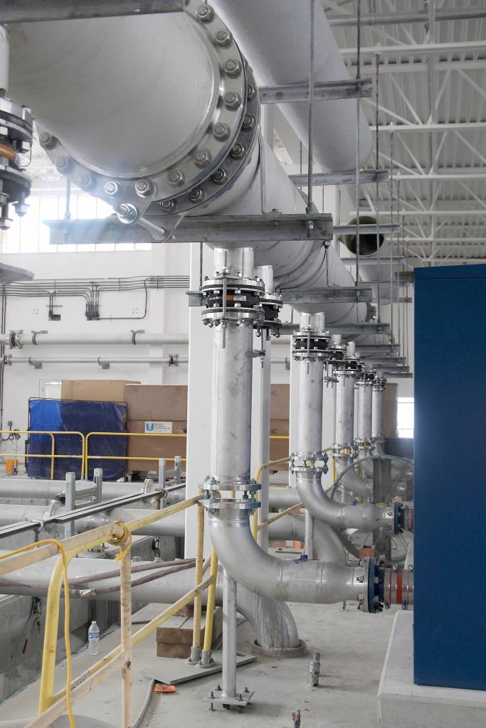 Photo by Jessie Stensland / Whidbey News-Times                                Much of the infrastructure has been built for Oak Harbors new sewage treatment plant, which is due to come online this year.