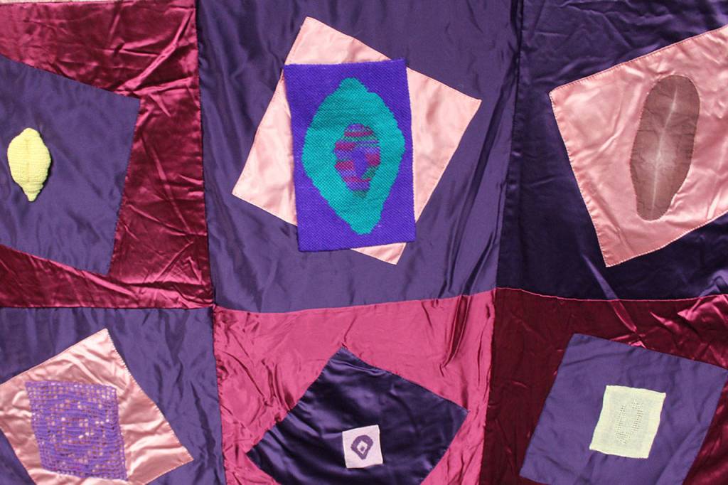 A vagina quilt made by Diane Leganza of Greenbank. She made it at age 50 for a senior art project when she went back to college. Leganza, now 68, will be part of the cast of Vagina Monologues and so will her quilt.