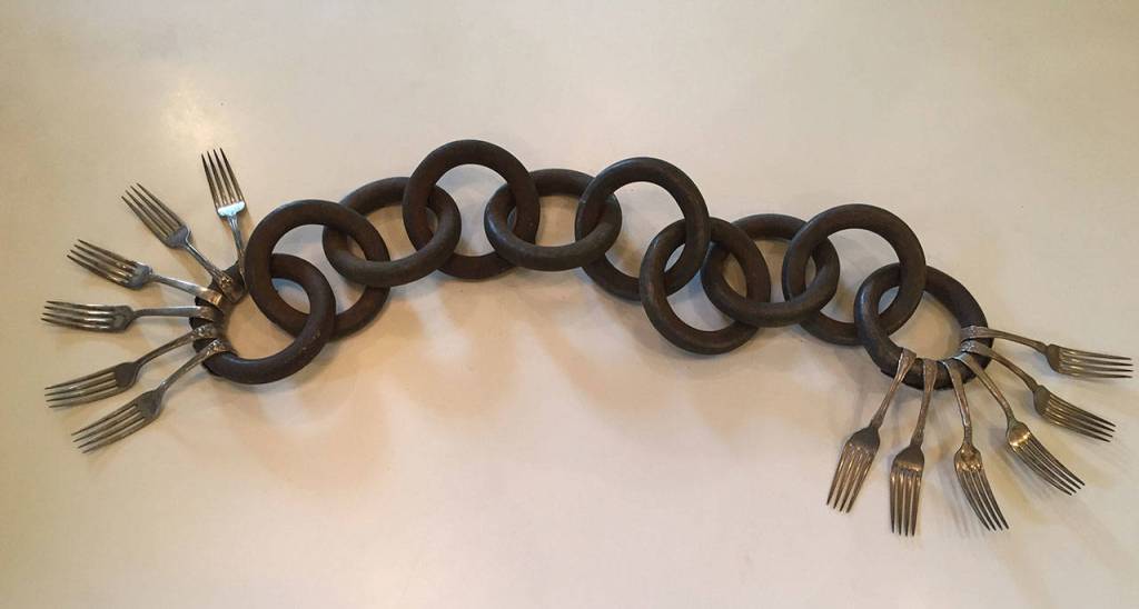Katrina Hude calls this piece made from old forks and chain links, Imposter. Photo provided
