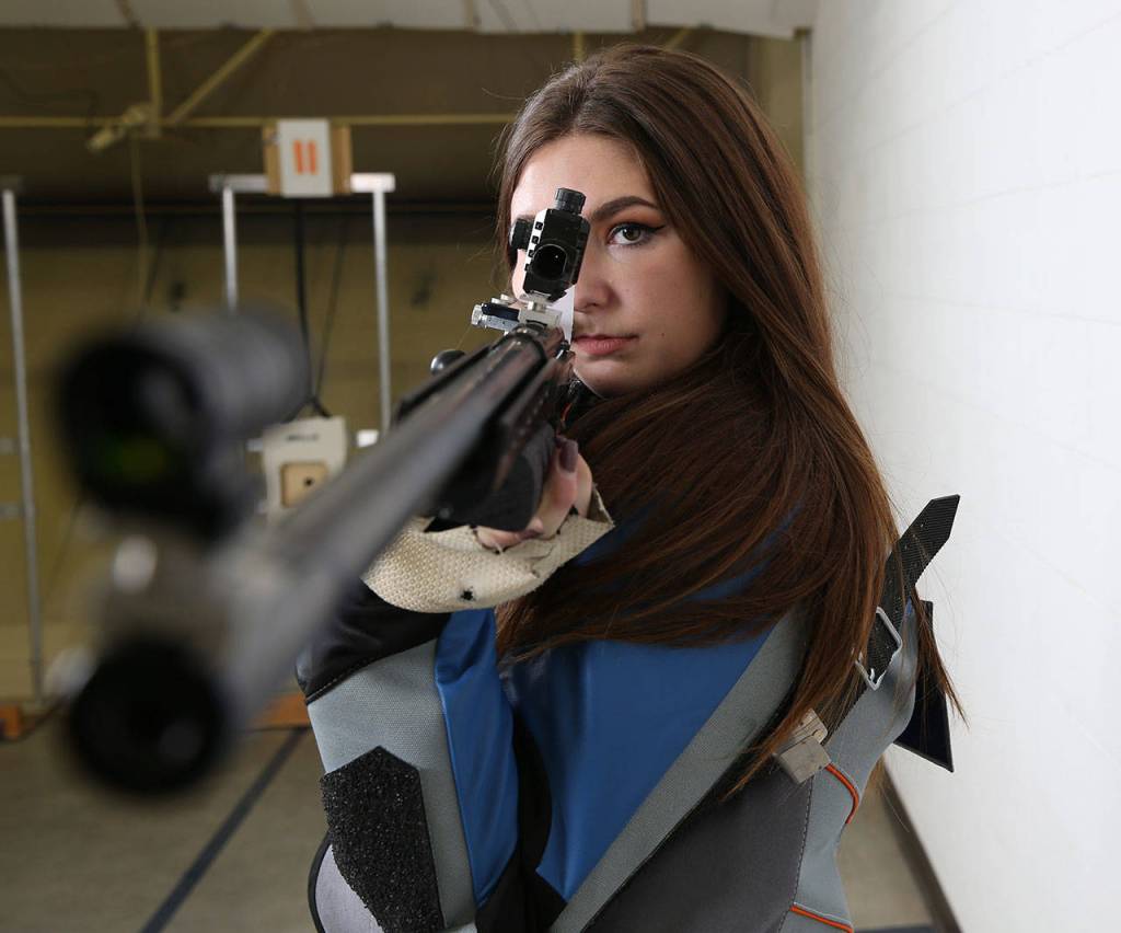 Oak Harbors Mara Rouse shoots for the University of Texas at El Paso rifle team. (Photo courtesy of