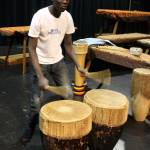 Drummer Bosco Okema of Dance of Hope seems in perpetual motion during performances.