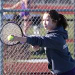 Sierra Brackeen prepares to serve in Thursdays match.(Photo by John Fisken)