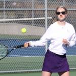Maddie McKenzie handles a shot in first singles in the Edmonds-Woodway match.(Photo by John Fisken)