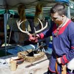 Photo by Laura Guido/ Whidbey News Group                                Kori Speece, leader of the local Iron Eagle Island chapter, holds up the groups relic. The Viking-themed group is represented by a stag skull.