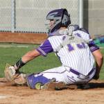 Oak Harbor catcher Aiden McCarthy scoops up an outside pitch.(Photo by Jim Waller/Whidbey News-Times)