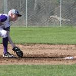 Oak Harbors Noah Meffert waits to tag out a Shorewood base runner trying to steal second base. (Photo by Jim Waller/Whidbey News-Times)