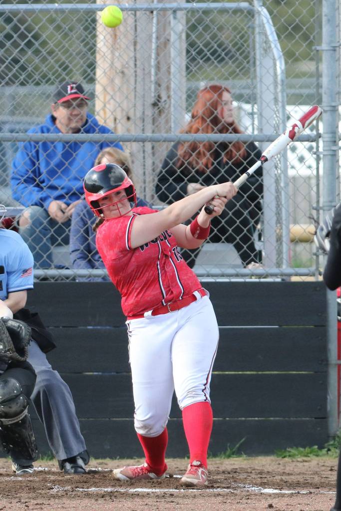 Sarah Wright drives the ball in the Meridian game.(Photo by John Fisken)