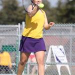 Emma Wezeman competes in the second singles match Tuesday.(Photo by John Fisken)