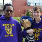 Che Edoga, Wildcats Robotics facilitator, and Logan Ince stand with an animatronic deer head that Ince helped improve for the Department of Fish and Wildlife. Ince has been named a FIRST Robotics Deans List Finalist and the team was awarded the Engineering Inspiration Award at districts, which qualifies it for the world championships in Houston. Photo by Laura Guido/Whidbey News Group