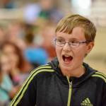 Logan Eash, 12, reacts after its announced he will be inducted into the 2018 AAA School Safety Patrol Hall of Fame. Photo provided by Oak Harbor Public Schools