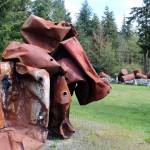 Hank Nelson named this piece, made from old water tanks, Mutant Desert Rat in reference to the war in Iraq.