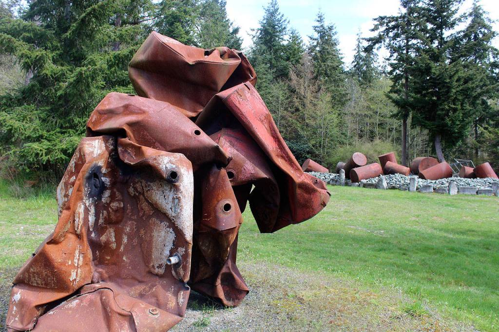Hank Nelson named this piece, made from old water tanks, Mutant Desert Rat in reference to the war in Iraq.