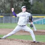 Jack Lovendale, the winning pitcher Tuesday, fires a strike for the Wildcats.(Photo by John Fisken)