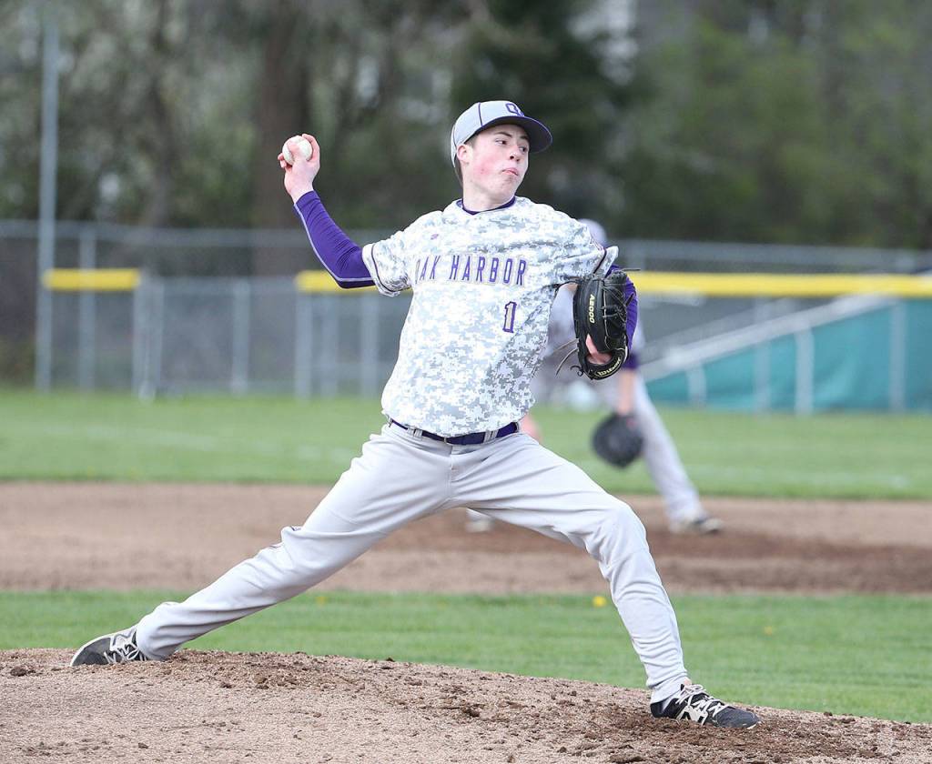 Jack Lovendale, the winning pitcher Tuesday, fires a strike for the Wildcats.(Photo by John Fisken)