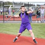 Brandon McCollough competes in the javelin for the Wildcats.(Photo by John Fisken)