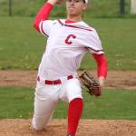 Hunter Smith fires a pitch in his two-hit, 11-strikeout game Friday.(Photo by John Fisken)