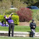 Nate Thompson gets Mondays match going with a tee shot on the first hole.(Photo by John Fisken)