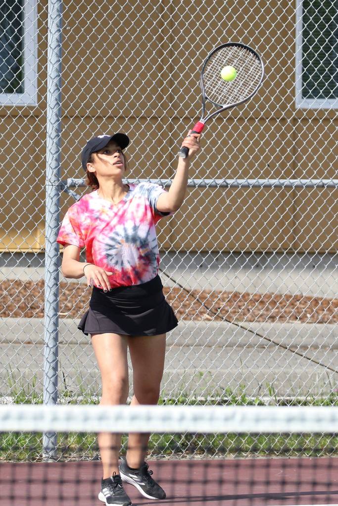 Kameryn St. Onge serves in Thursdays win over Chimacum.(Photo by John Fisken)