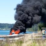 A small boat caught fire Saturday afternoon, which left it and two docks at Cornet Bay Marina destroyed. Photo provided