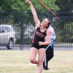 Lauren Bayne qualified for the state meet by placing second in the javelin Saturday.(Photo by John Fisken)