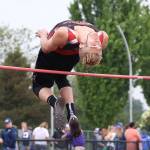 Ariah Bepler won the district high jump title Saturday, earning a berth in the state meet.(Photo by John Fisken)