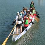 The Oak Harbor dragon boat team heads out to practice.