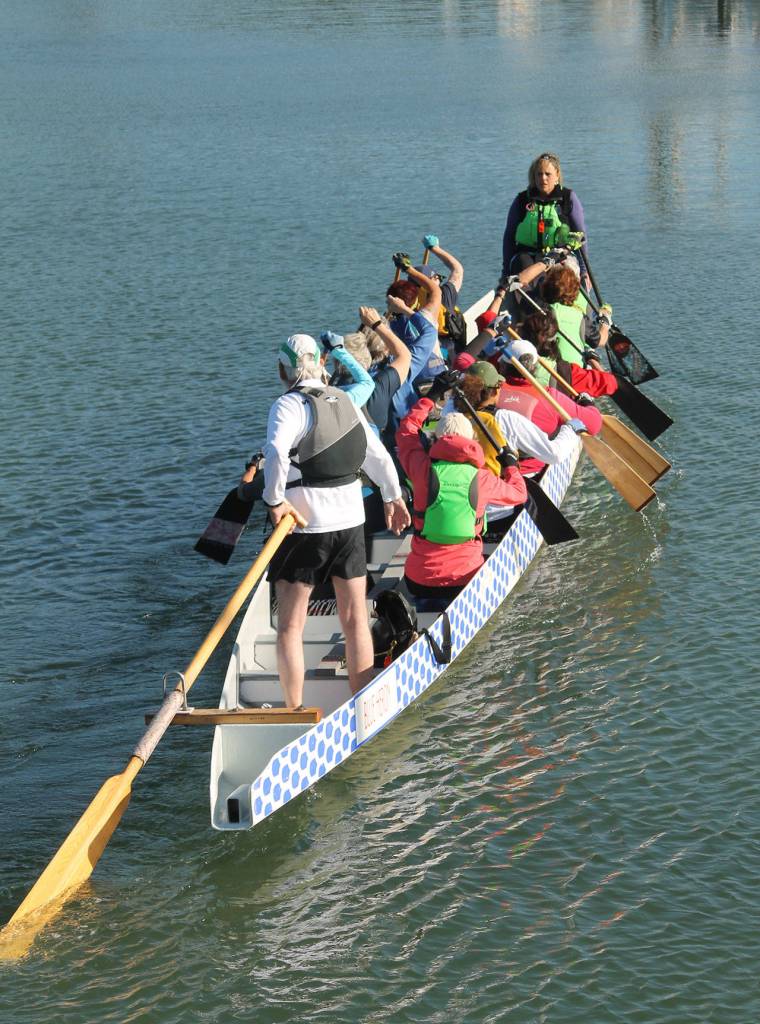 The Oak Harbor dragon boat team heads out to practice.