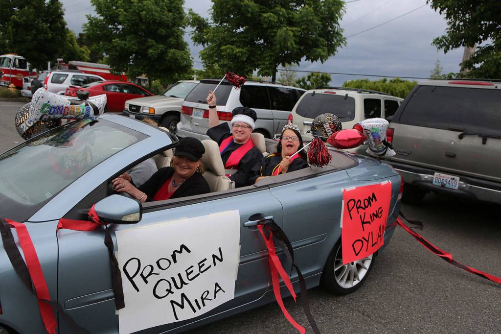 Coupeville High School seniors celebrate at the annual end-of-year parade