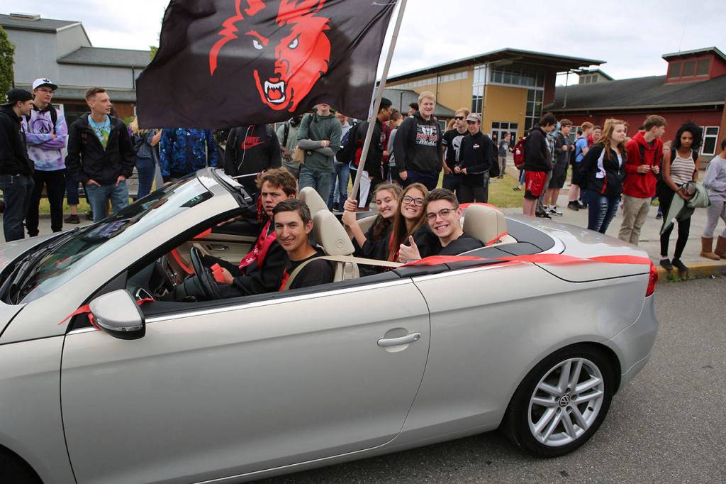 Coupeville High School seniors celebrate at the annual end-of-year parade