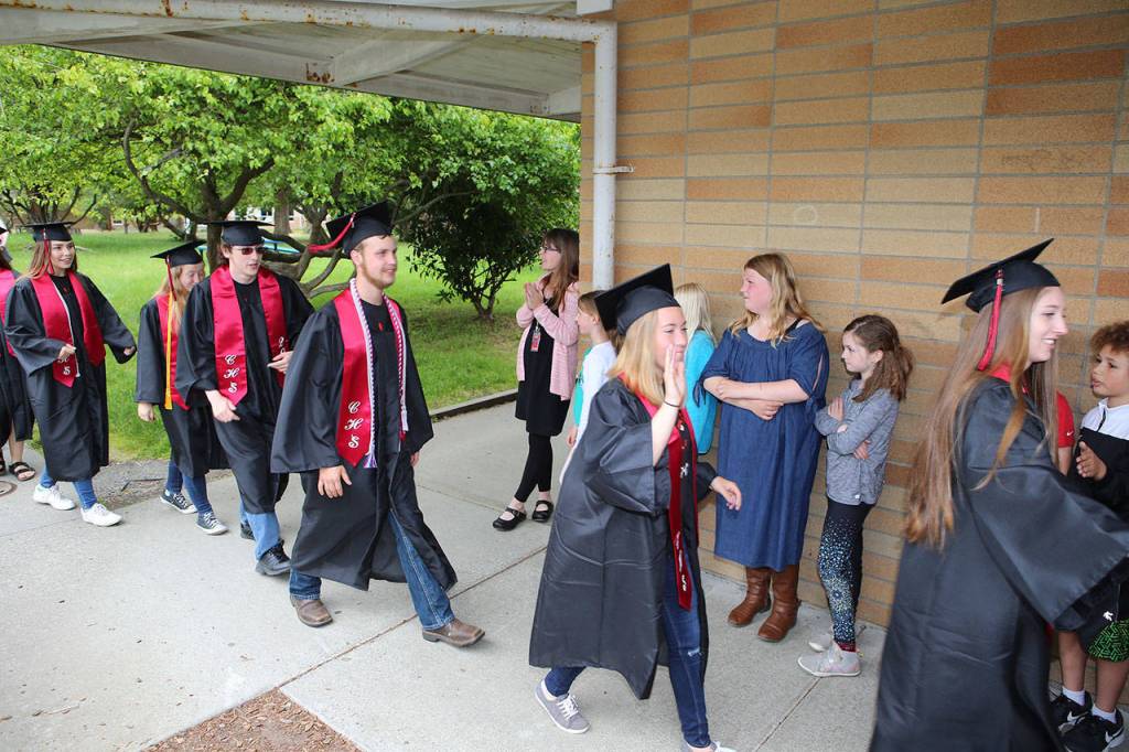Coupeville High School seniors celebrate at the annual end-of-year parade