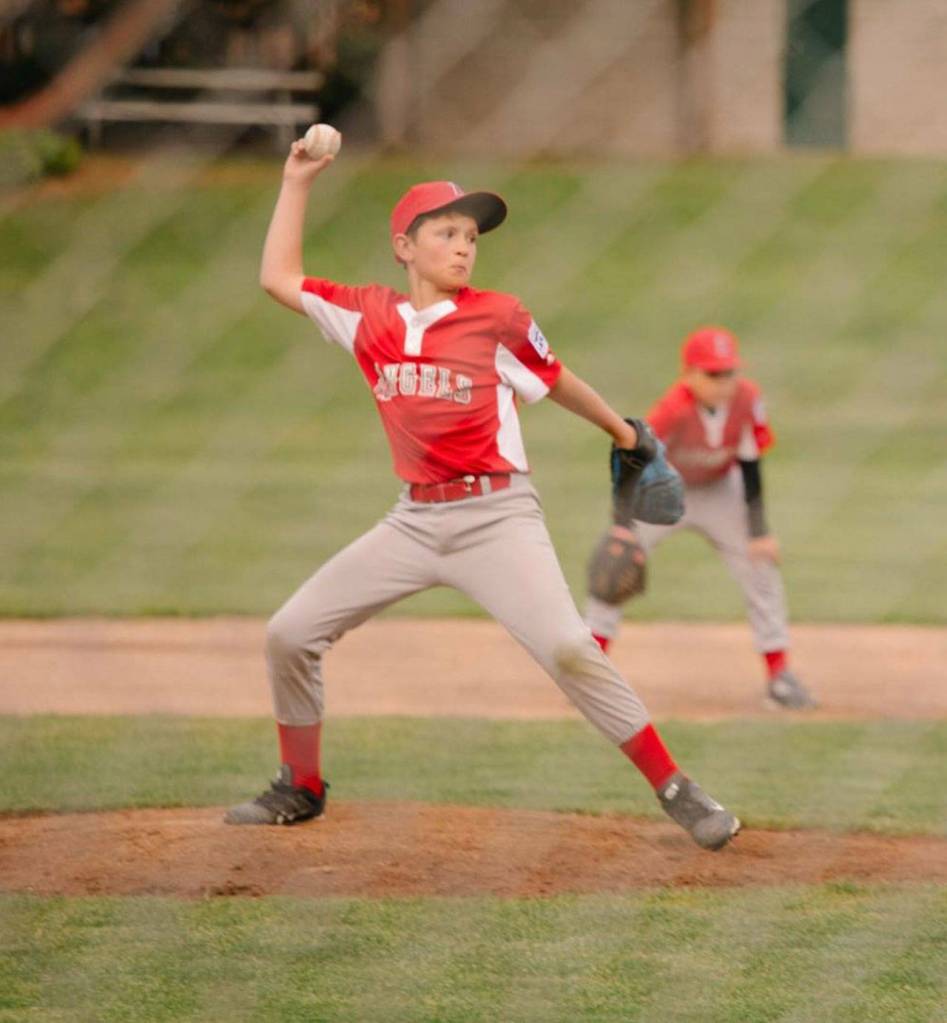 The Angels Tristin Hamblin throws in relief in the championship game.(Submitted photo)