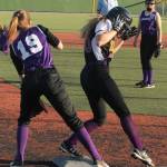 The Anacortes third baseman was injured on this play when the ball struck the helmet of North Whidbeys Kaylin Bobsin and then the fielders face.(Photo by Jim Waller/Whidbey News-Times)