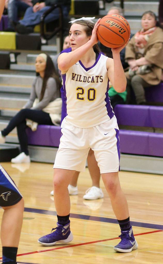 Samantha Hines started for Oak Harbor in girls basketball and led the team in rebounds this season. (Photo by John Fisken)