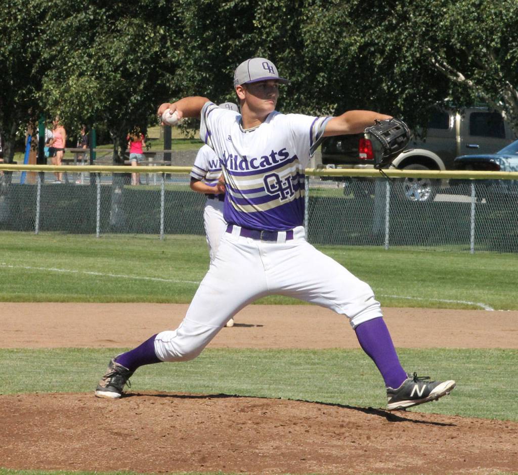 Oak Harbors Aiden McCarthy blanked Coupeville over the final six innings to pick up the win Saturday.(Photo by Jim Waller/Whidbey News-Times)