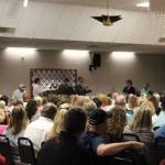 Island County sheriff Mark Brown speaks during the question and answer time during the Chamber of Commerce meeting on Tuesday. Photo by Emily Gilbert/Whidbey News-Times