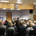 Oak Harbor Mayor Bob Severns, Police Chief Kevin Dresker, and deputy fire chief Mike Buxton addressed the audiences concerns. Photo by Emily Gilbert/Whidbey News-Times