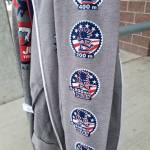 Patches on Danny Conlisks shirt display the events he qualified to compete in at the regional Junior Olympic meet. (Photo courtesy of Dawnelle Conlisk)