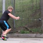 Michael Fisken, competing in the hammer throw for the first time, finishes fourth in the event at the Pacific Northwest Junior Olympic meet.(Photo by John Fisken)