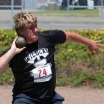 Michael Fisken tosses the shot put at the Pacific Northwest Championships this weekend.(Photo by John Fisken)