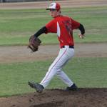Ashton Leland throws a pitch during his no-hitter Monday.(Photo by Jim Waller/Whidbey News-Times)